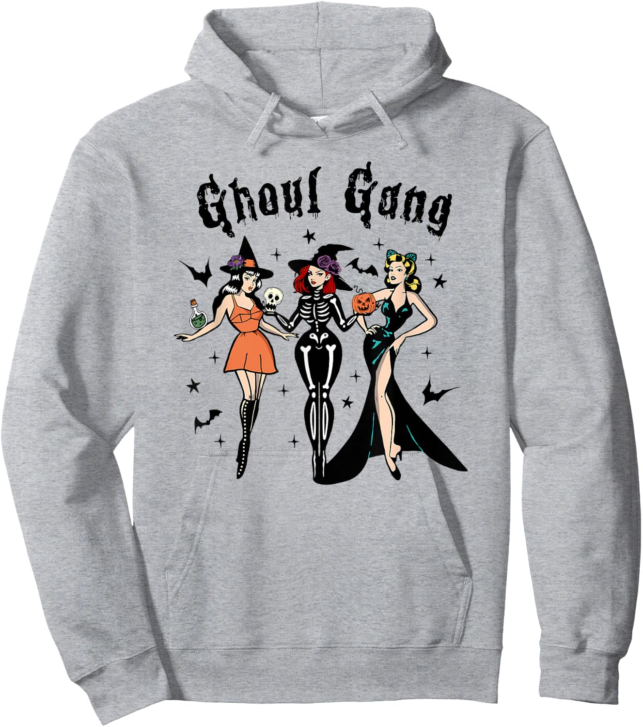 Ghoul Gang Retro Pin Up Halloween Witches Party Men Women Kids Hoodie - Hoodie | Ash