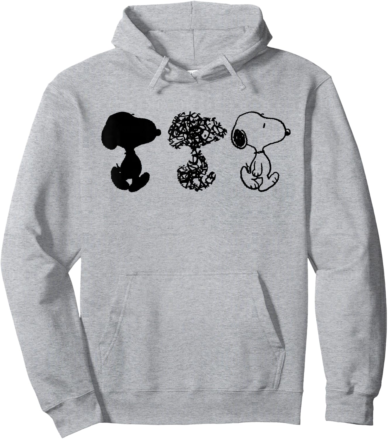 Peanuts Snoopy Black And White Trio Hoodie - Hoodie | Ash
