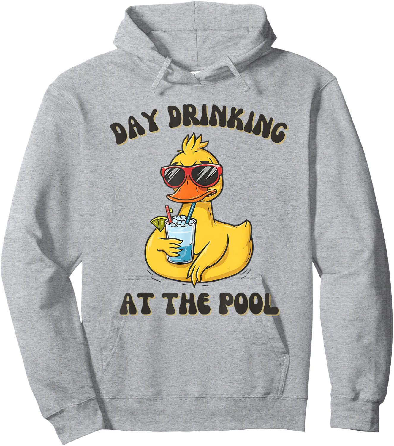 Funny Duck Swimming Pool Vacation Day Drinking At The Pool Hoodie - Hoodie | Ash