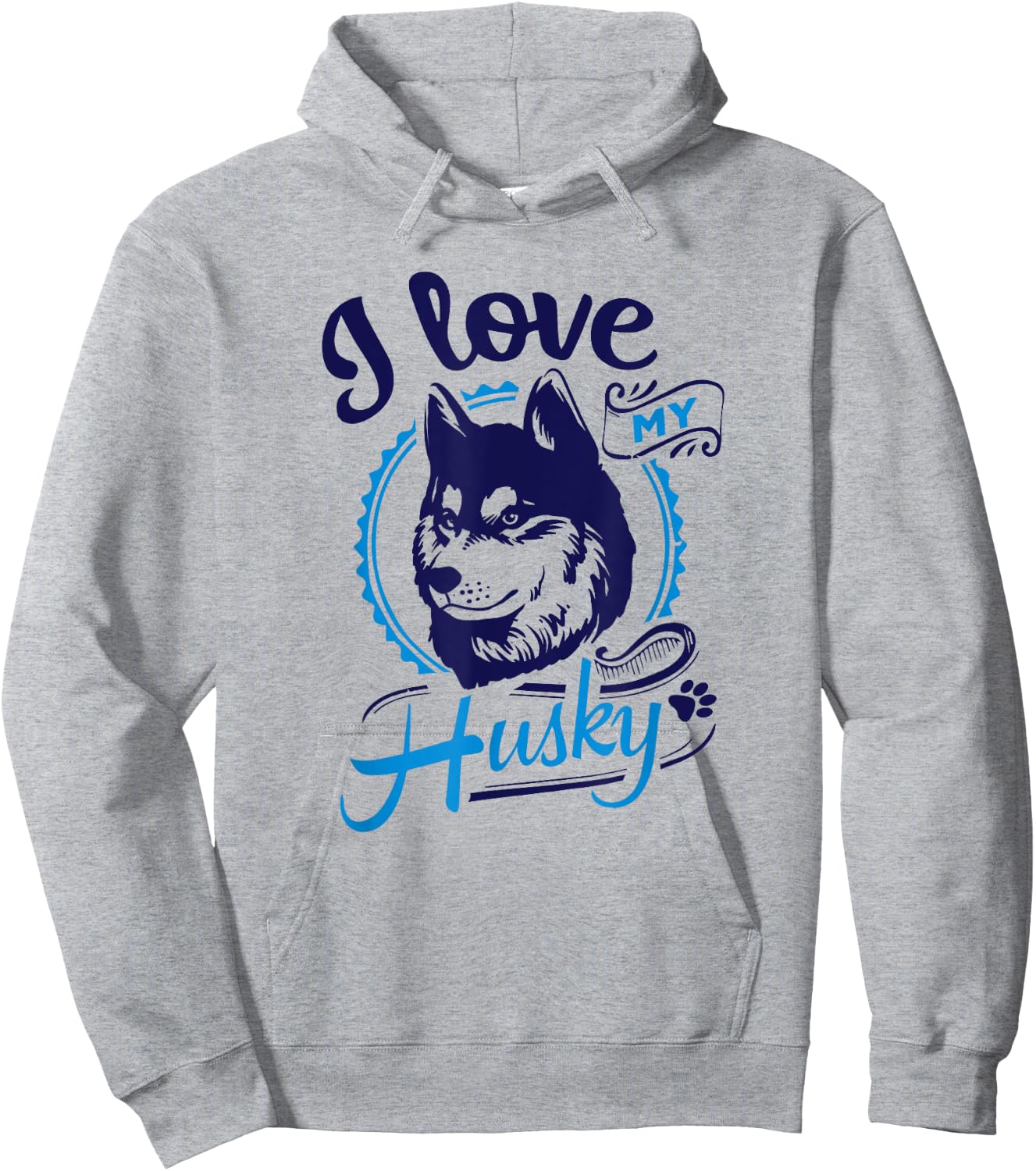 I Love My Husky - Saying Siberian Puppy Animal Paw Dogs Gift Hoodie - Hoodie | Ash