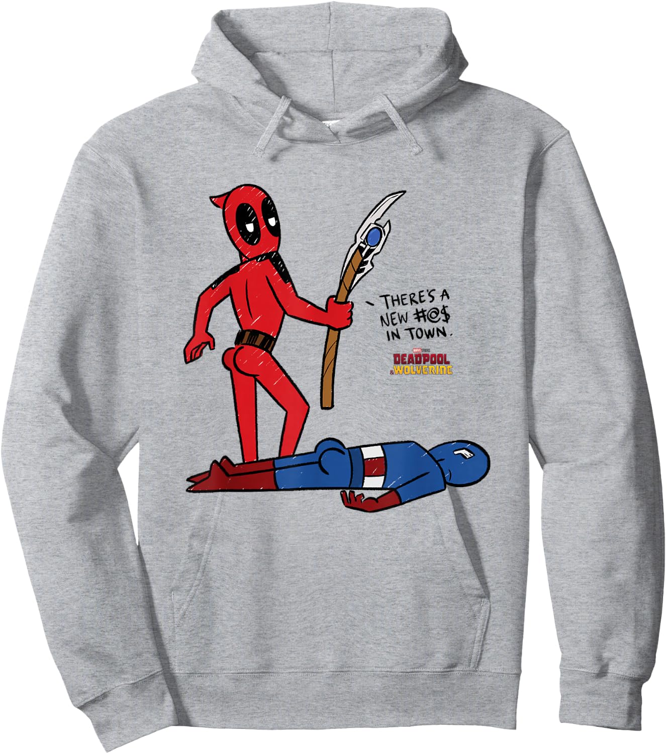 Marvel Deadpool & Wolverine Captain America New in Town Hoodie - Hoodie | Ash