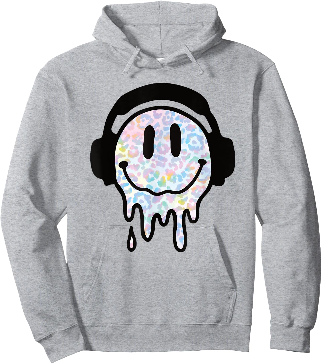 Melting Yellow Smile Funny Smiling Melted Dripping Face Cute Hoodie - Hoodie | Ash