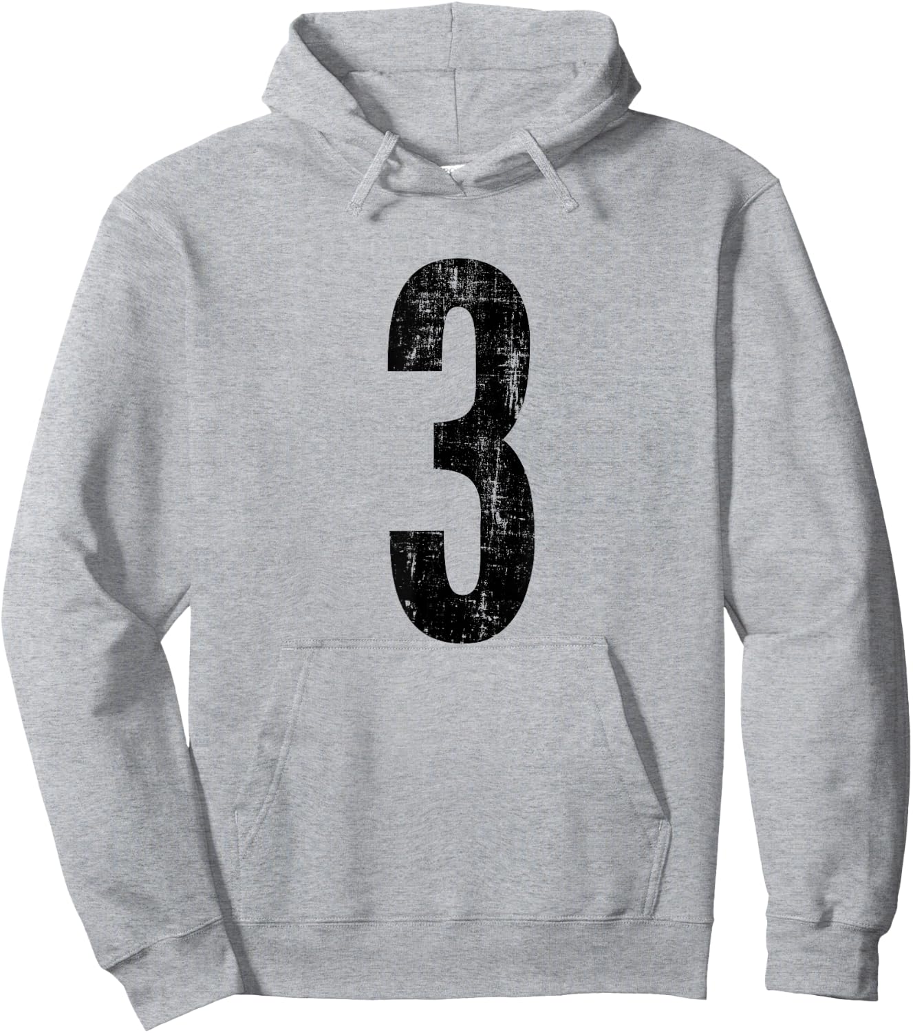 Number 3 Three Distressed Vintage Sports Summer Training Gym Hoodie - Hoodie | Ash
