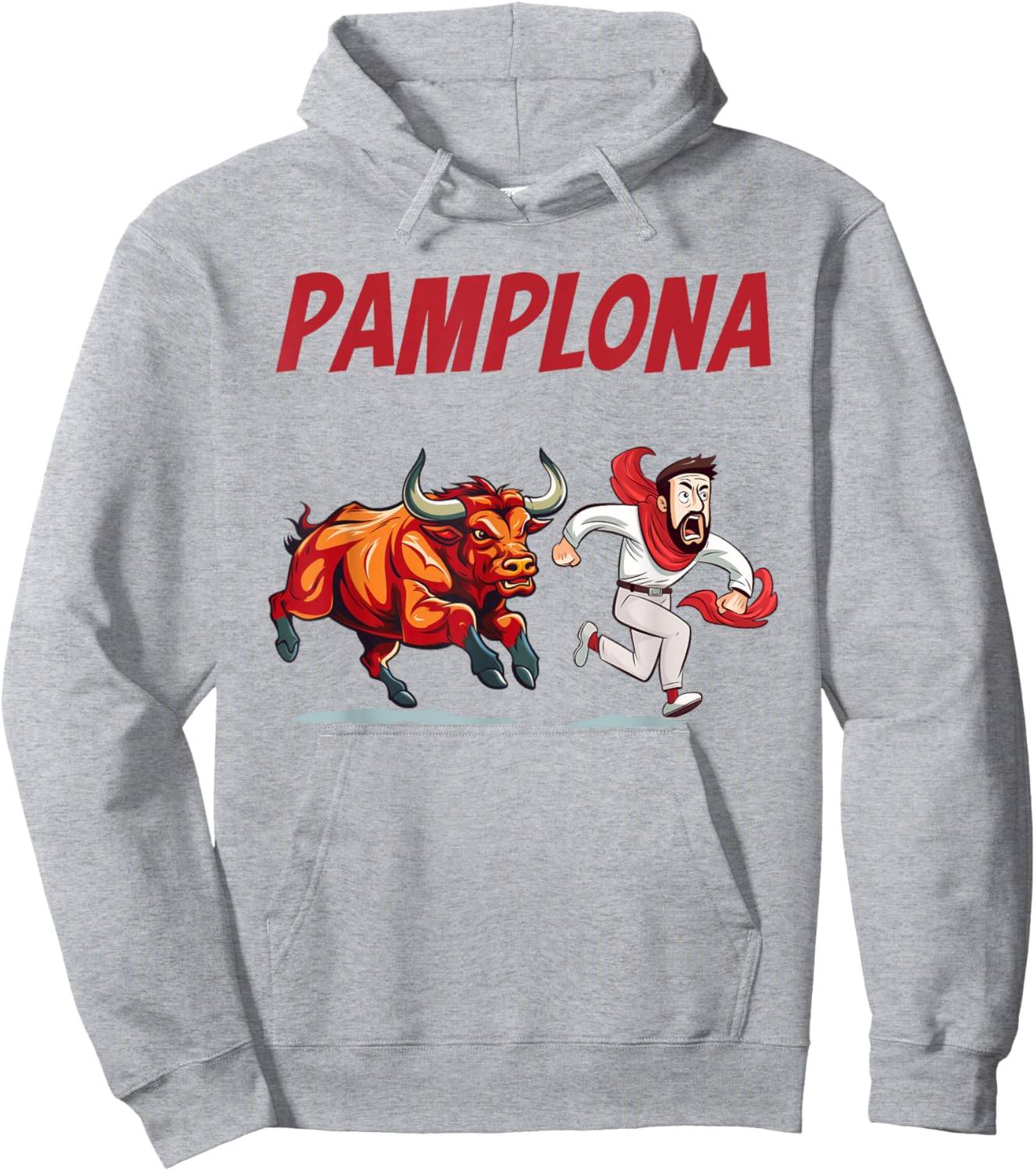 Parody Pamplona Bull Running Hoodie - Hoodie | Ash