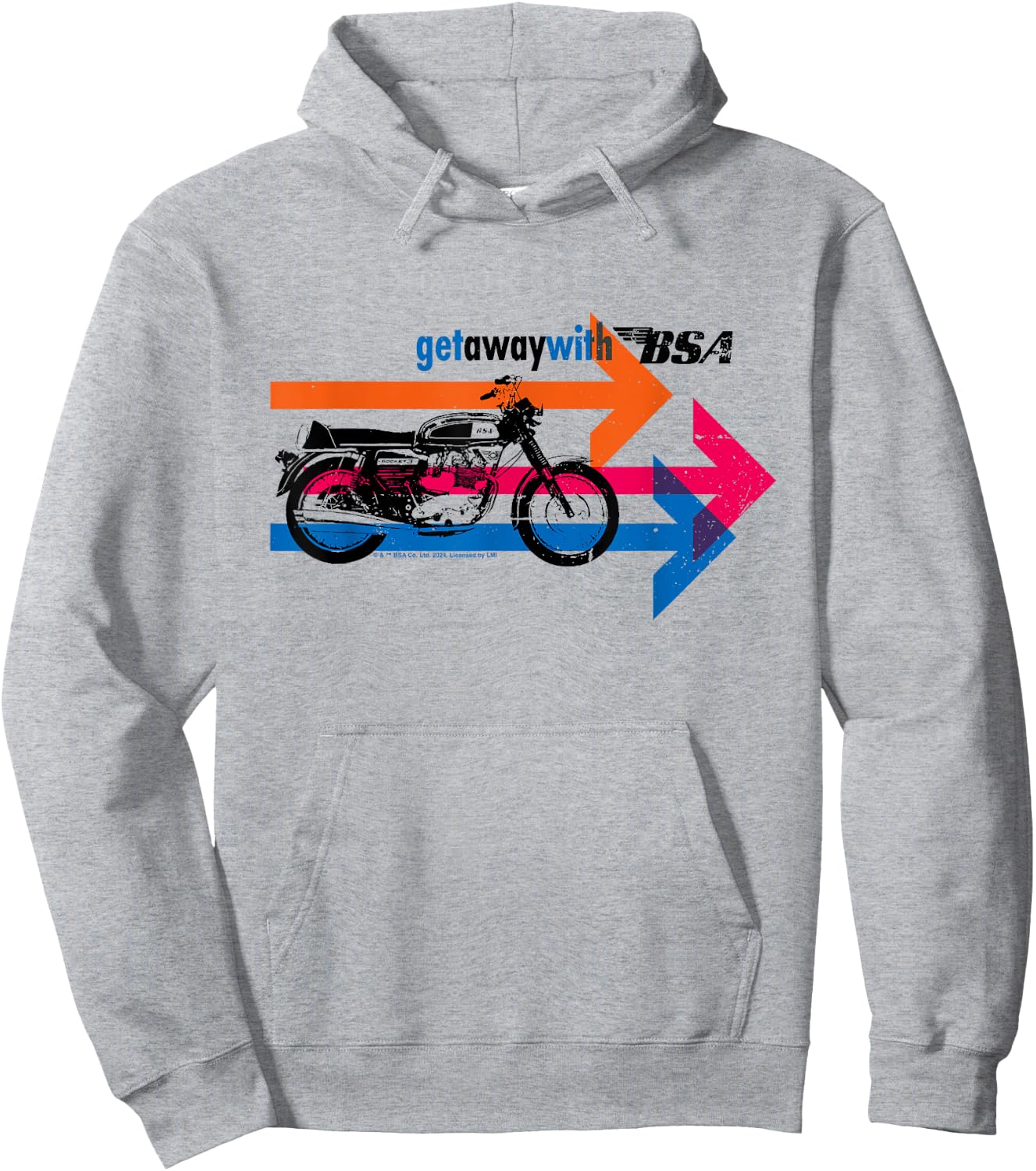 BSA Rocket 3 Motorcycle Retro 70's Arrow Ad Hoodie - Hoodie | Ash