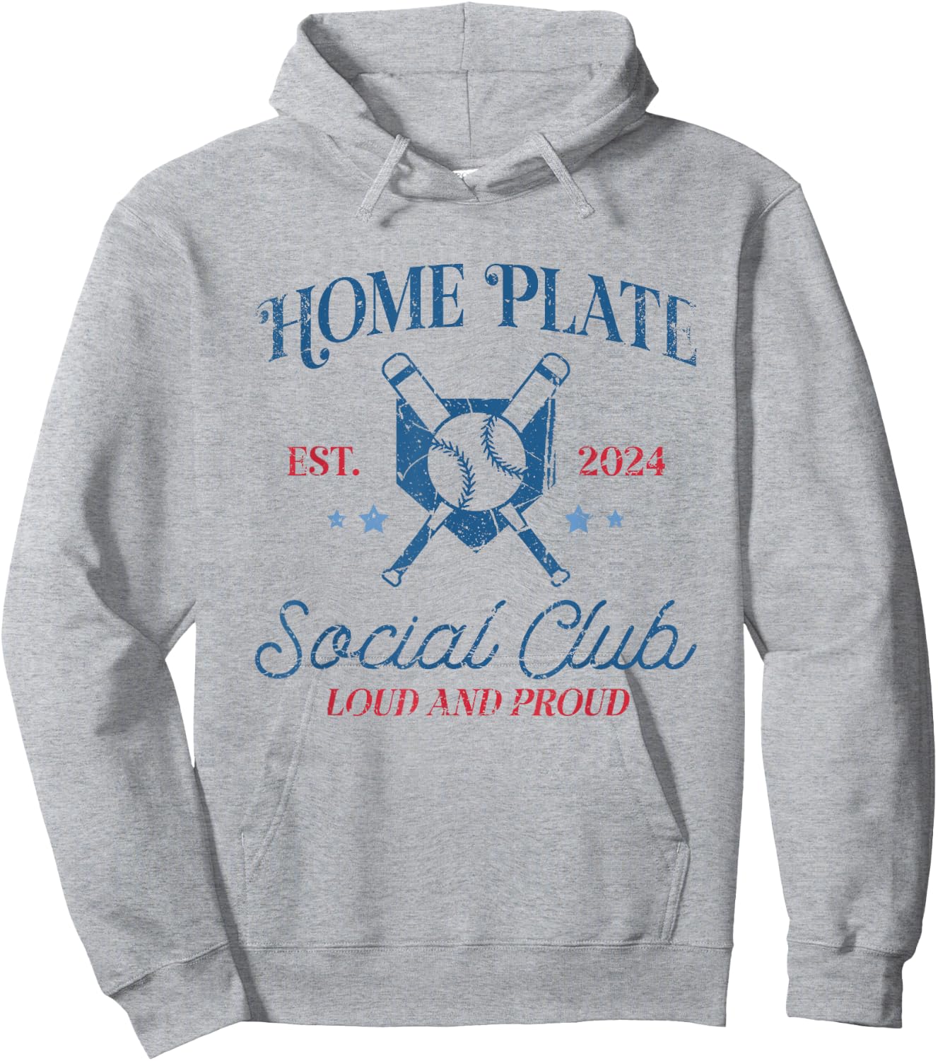 Vintage Baseball Home Plate Social Club Hoodie - Hoodie | Ash