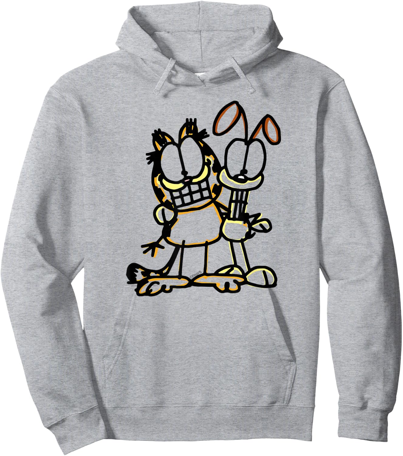 Garfield Sketch Garfiled and Odie Cartoon Cat and Dog Hoodie - Hoodie | Ash