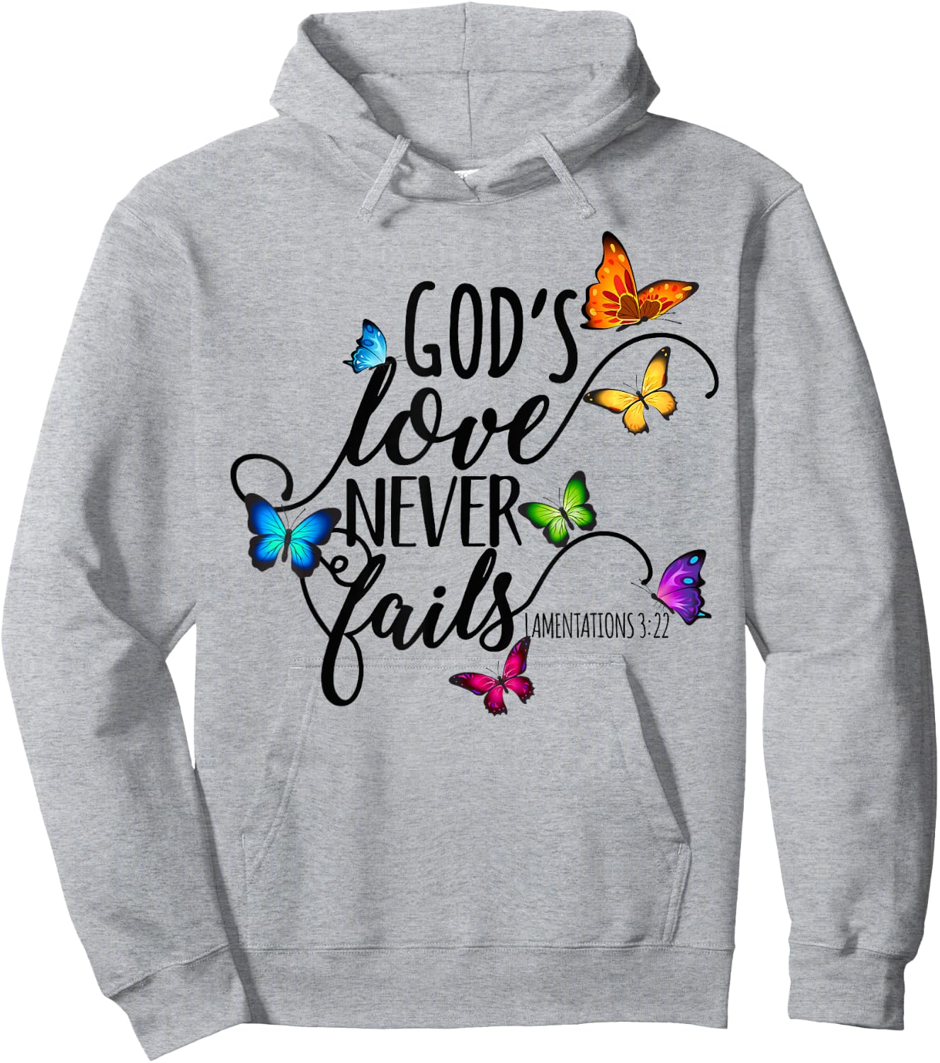 God's Love Never Fails - Butterfly Art - Religious Hoodie - Hoodie | Ash
