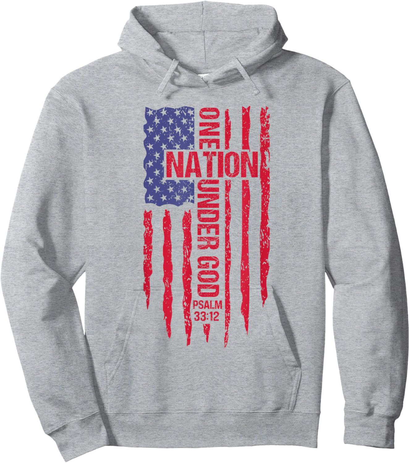 One Nation Under God American Flag Patriotic Christian Hoodie - Hoodie | Ash