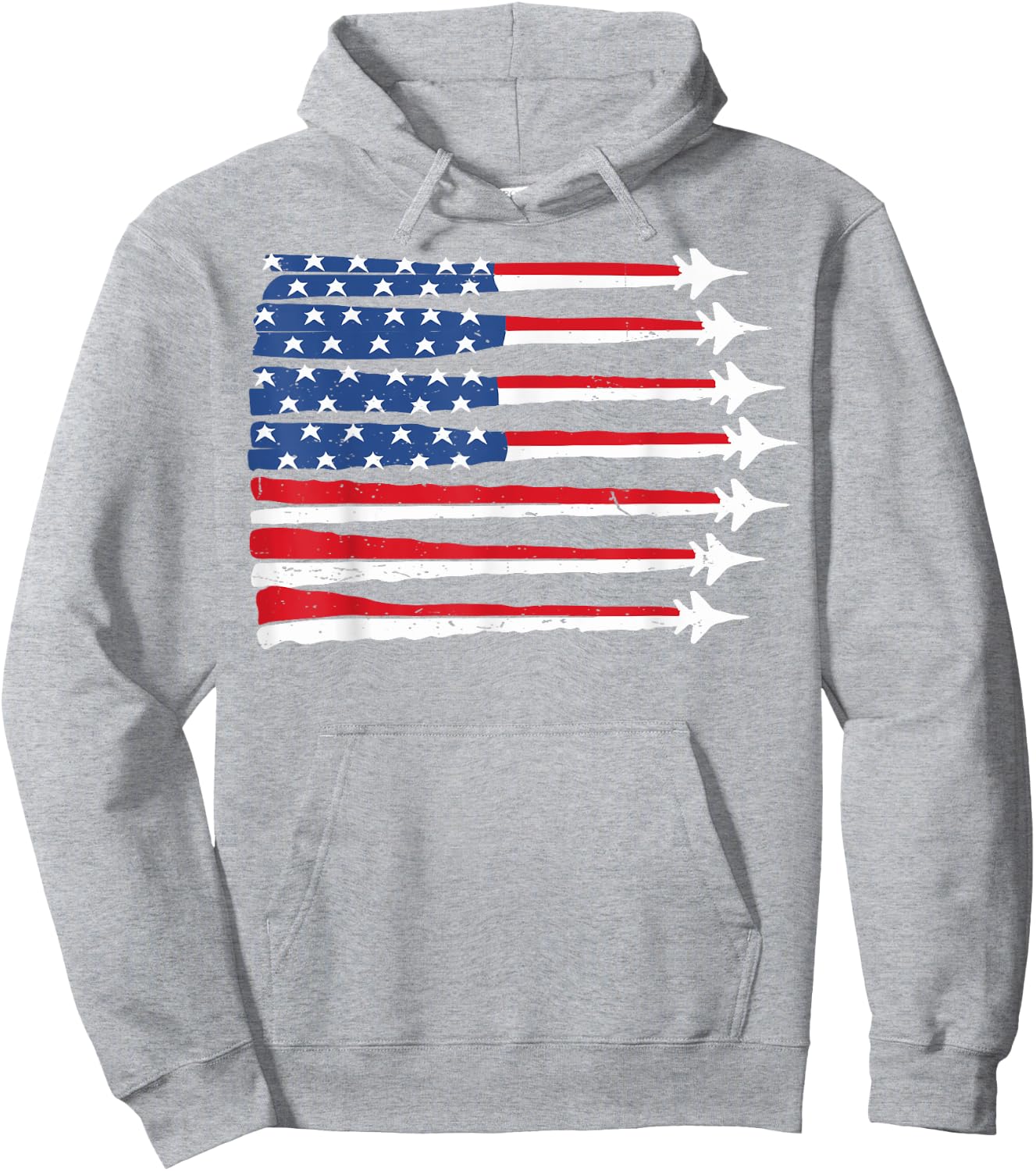 4th of July USA Flag Fighter Jet Patriotic Baby Boy Toddler Hoodie - Hoodie | Ash