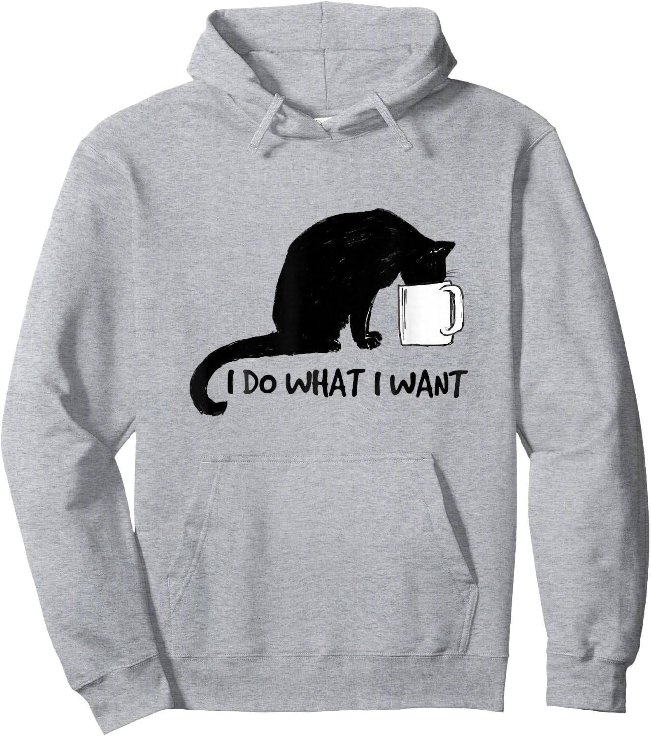 Black Cat Do What I Want Red Cup Funny My Cat Hoodie - Hoodie | Ash