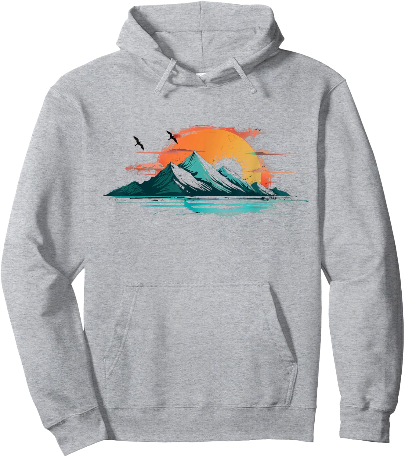 Abstract Mountain Landscape at Sunset Hoodie - Hoodie | Ash