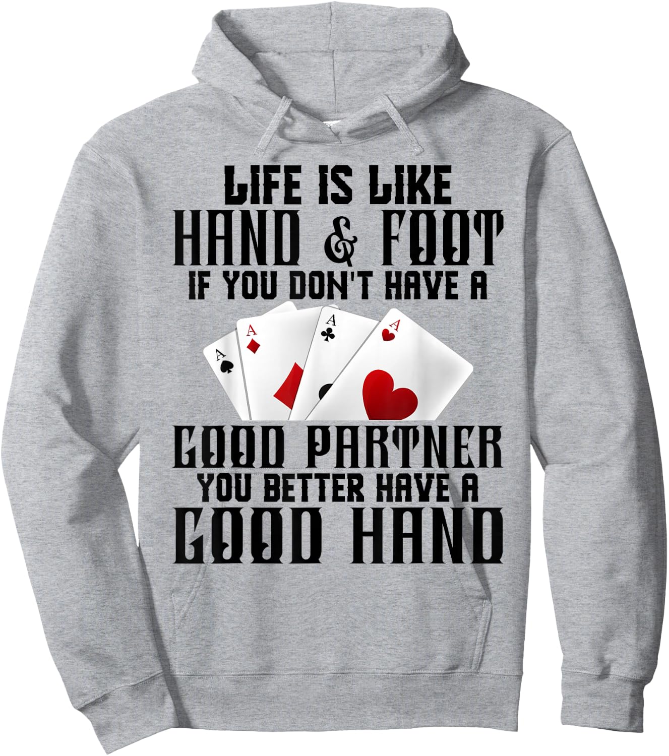 Hand & Foot King Card Game Set Score Sheets Hand and Foot Hoodie - Hoodie | Ash