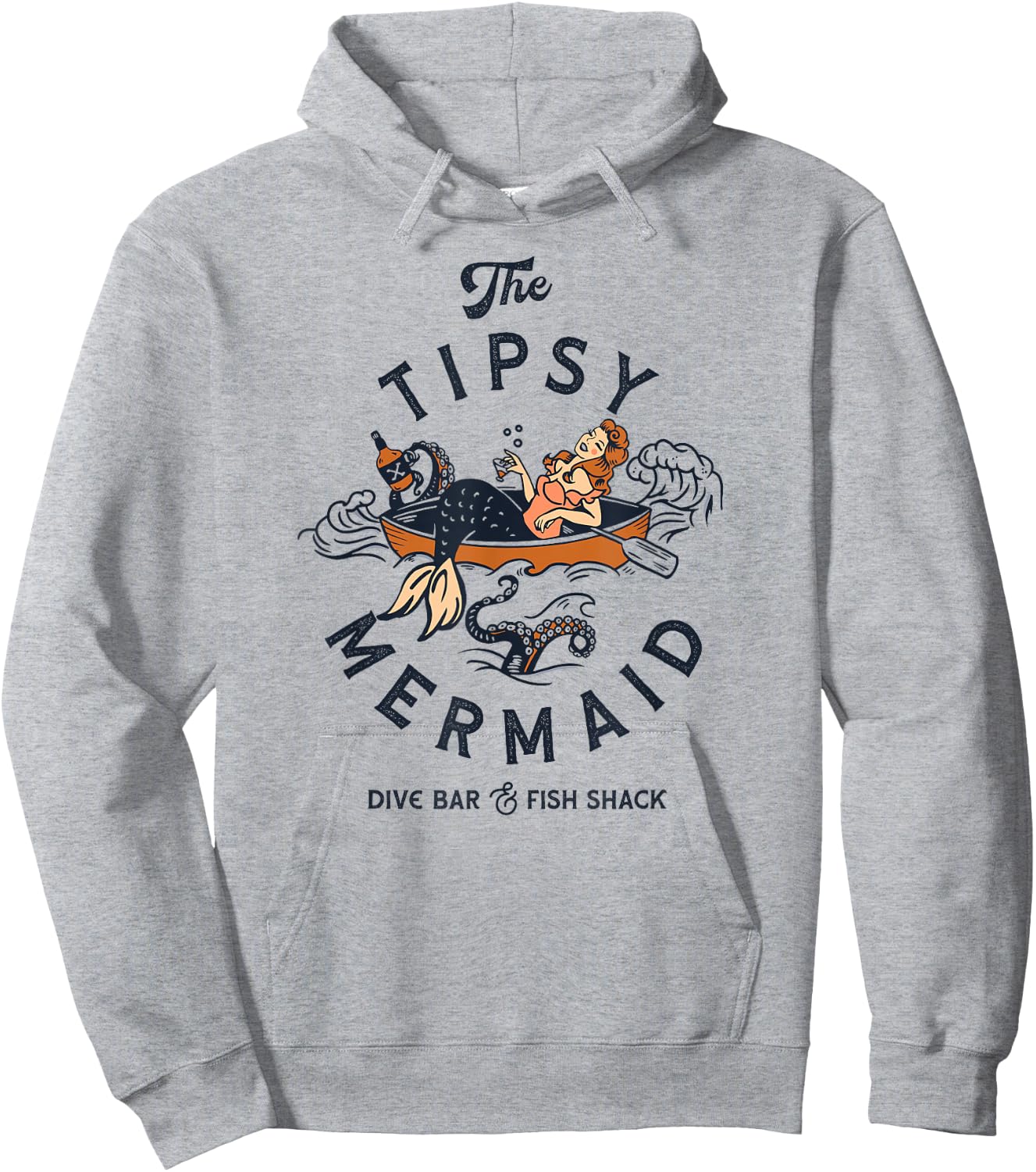 The Tipsy Mermaid Funny Whiskey Drinking Party Tattoo Pinup Hoodie - Hoodie | Ash