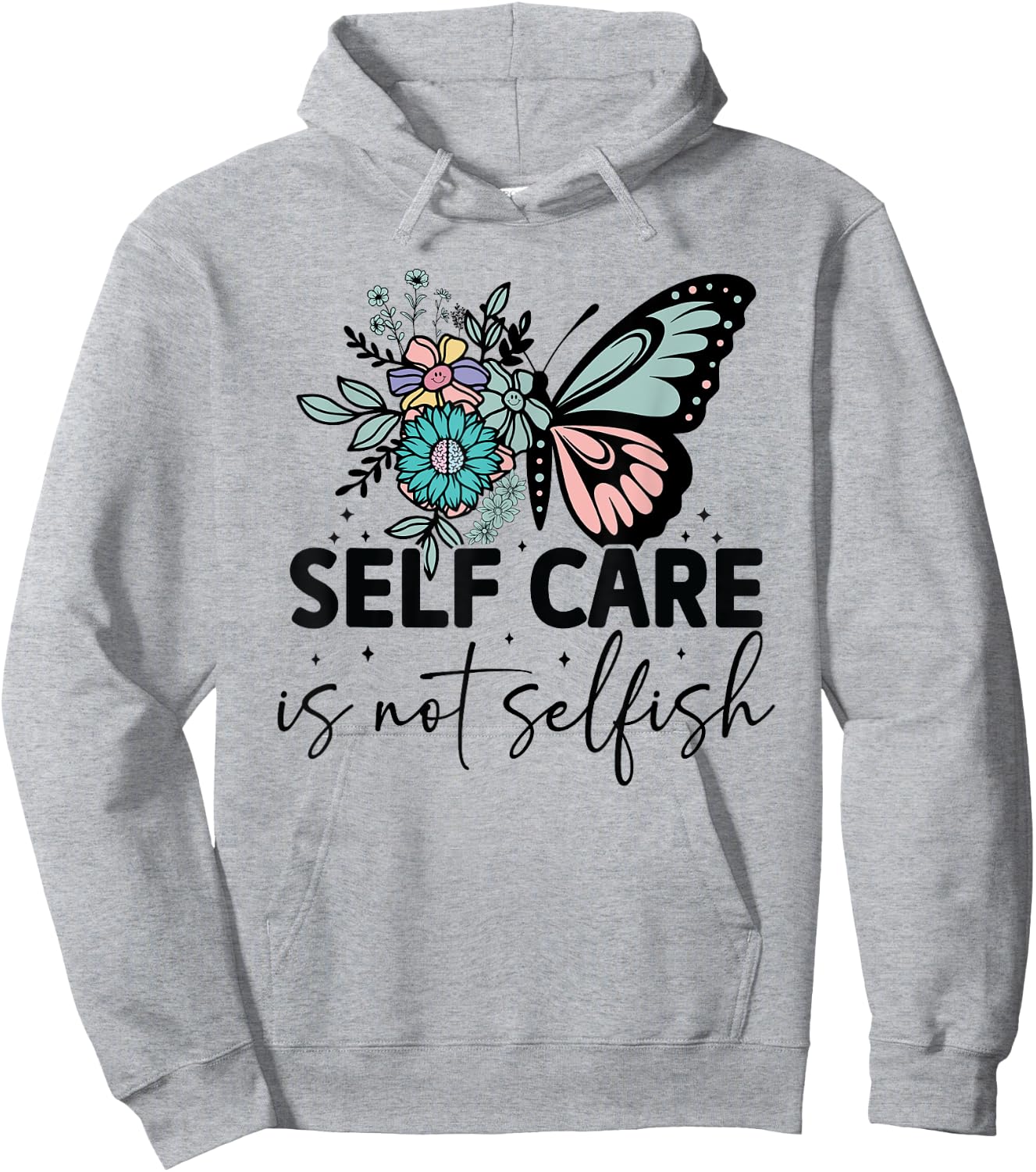 Groovy Self-Care Is Not Selfish Vintage Hippie Hoodie - Hoodie | Ash