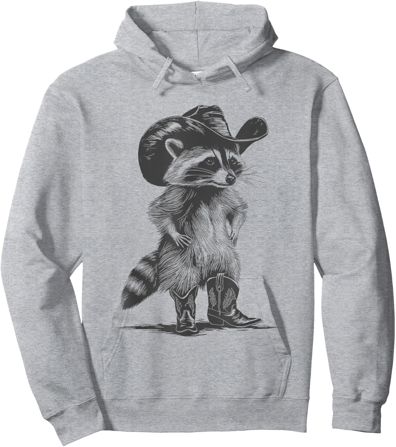 Racoon Cowboy Funny Racoon Graphic Meme Men Women Hoodie - Hoodie | Ash