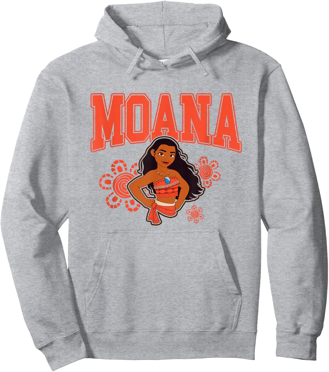 Disney Moana Brave Pose Big Chest Collegiate Chest Text Logo Hoodie - Hoodie | Ash