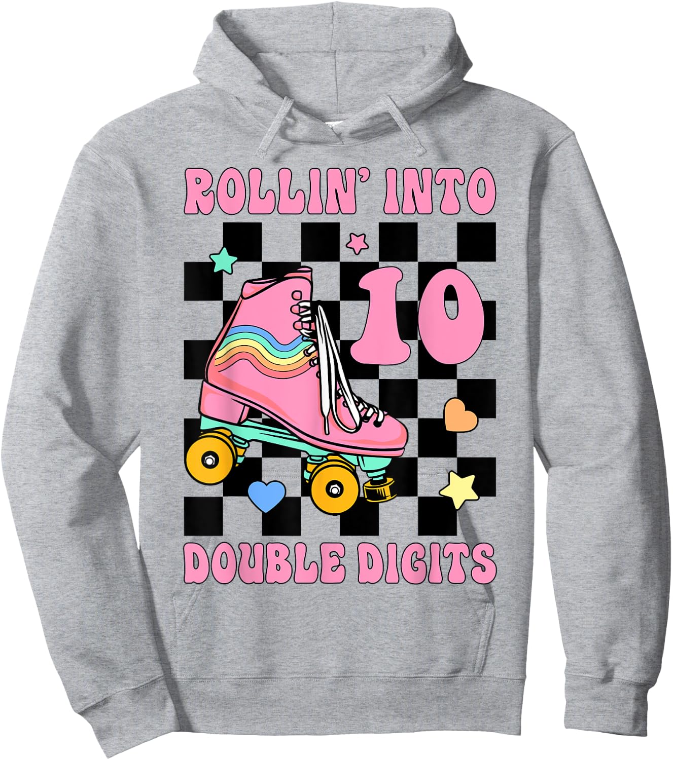 Rolling Into 10 Roller Skating Double Digits 10th Birthday Hoodie - Hoodie | Ash