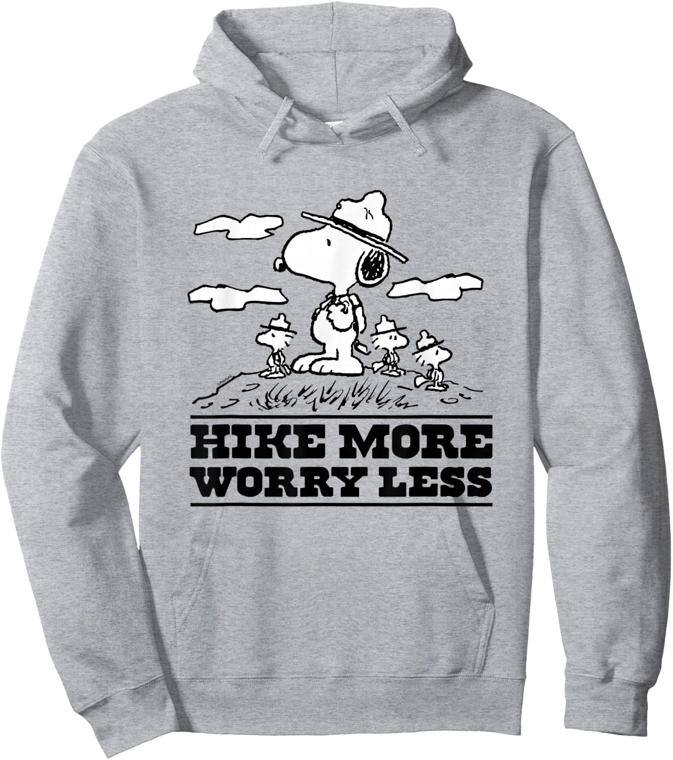 Peanuts - Snoopy & Woodstock Hike More Worry Less Hoodie - Hoodie | Ash