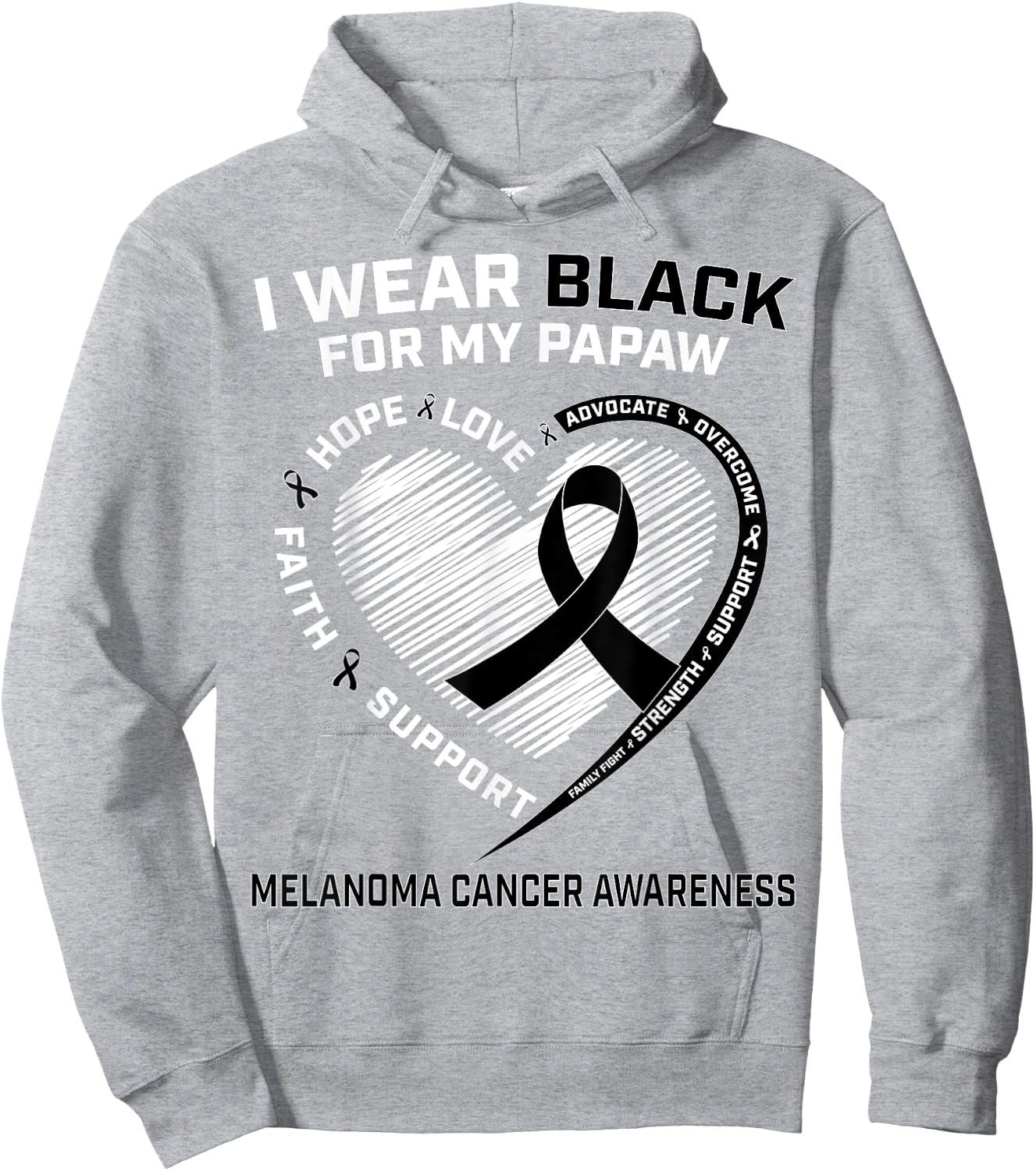 I Wear Black For My Papaw Melanoma Skin Cancer Awareness Hoodie - Hoodie | Ash