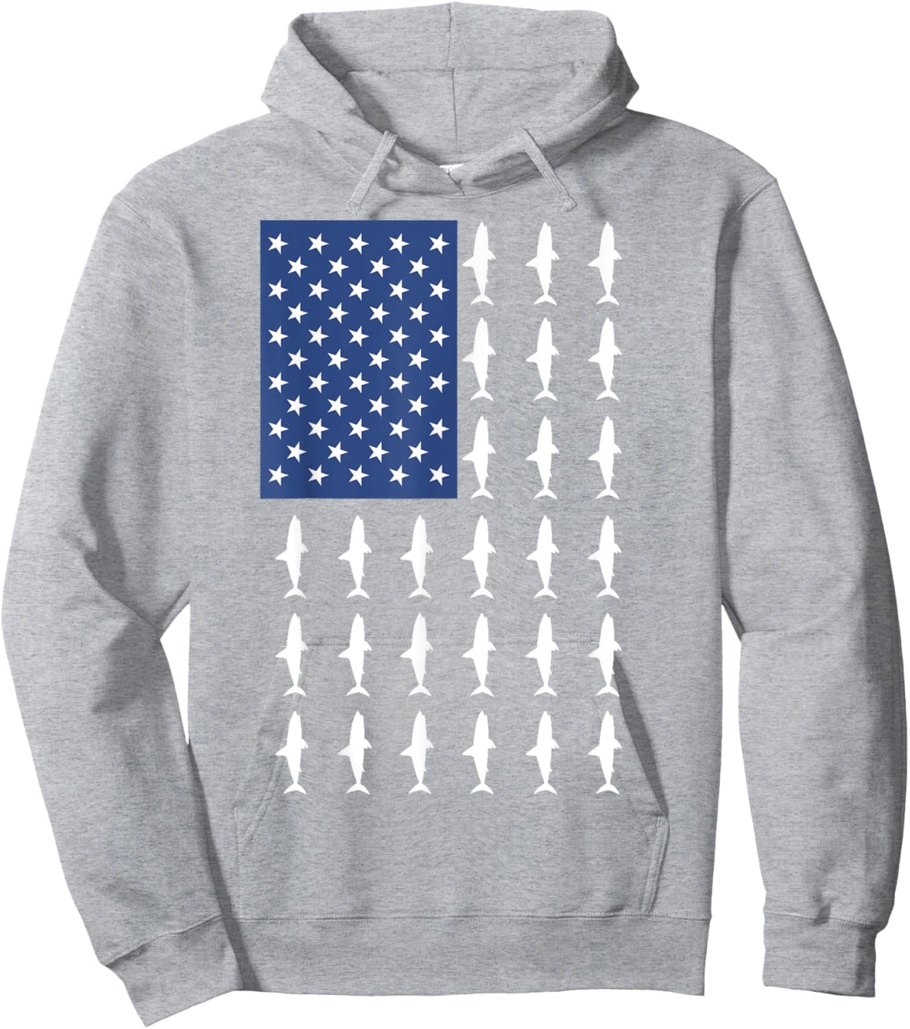 4th of July Shark Shirt - American Flag Shark for Kids Hoodie - Hoodie | Ash