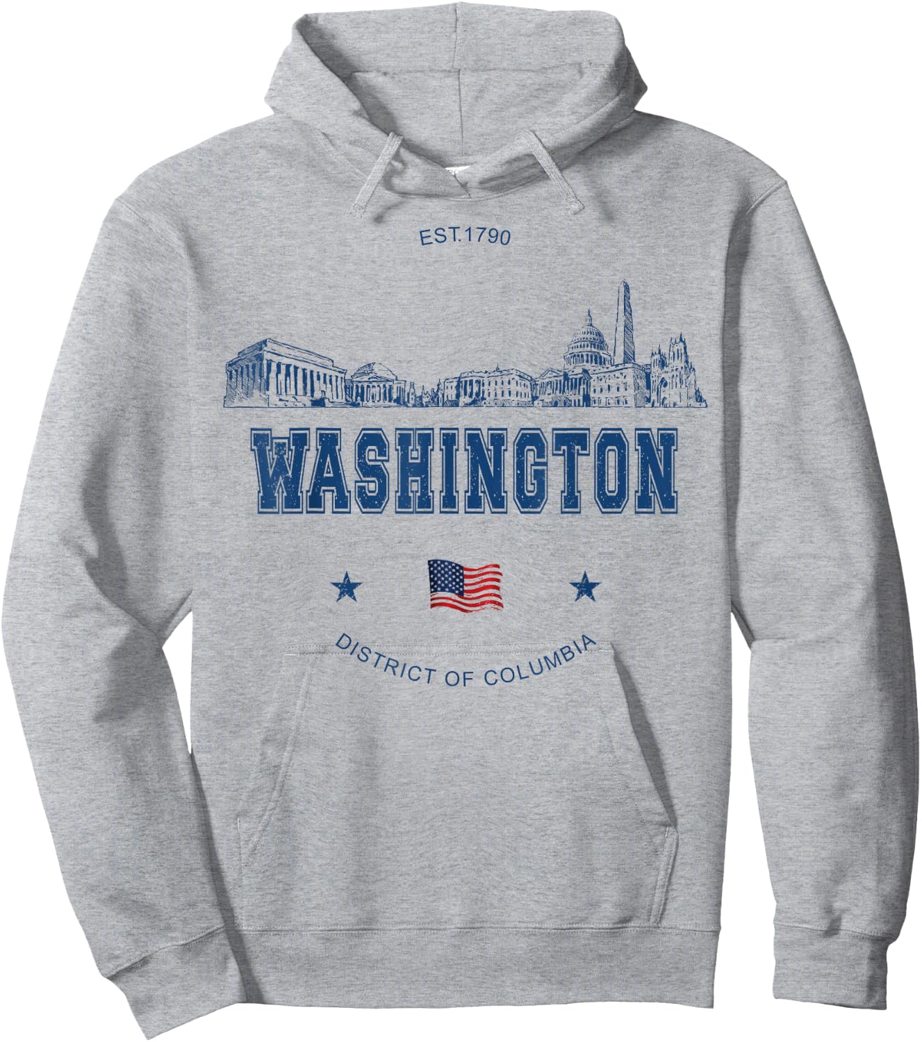 Washington DC Skyline Vintage Hoodie - Hoodie | Ash
