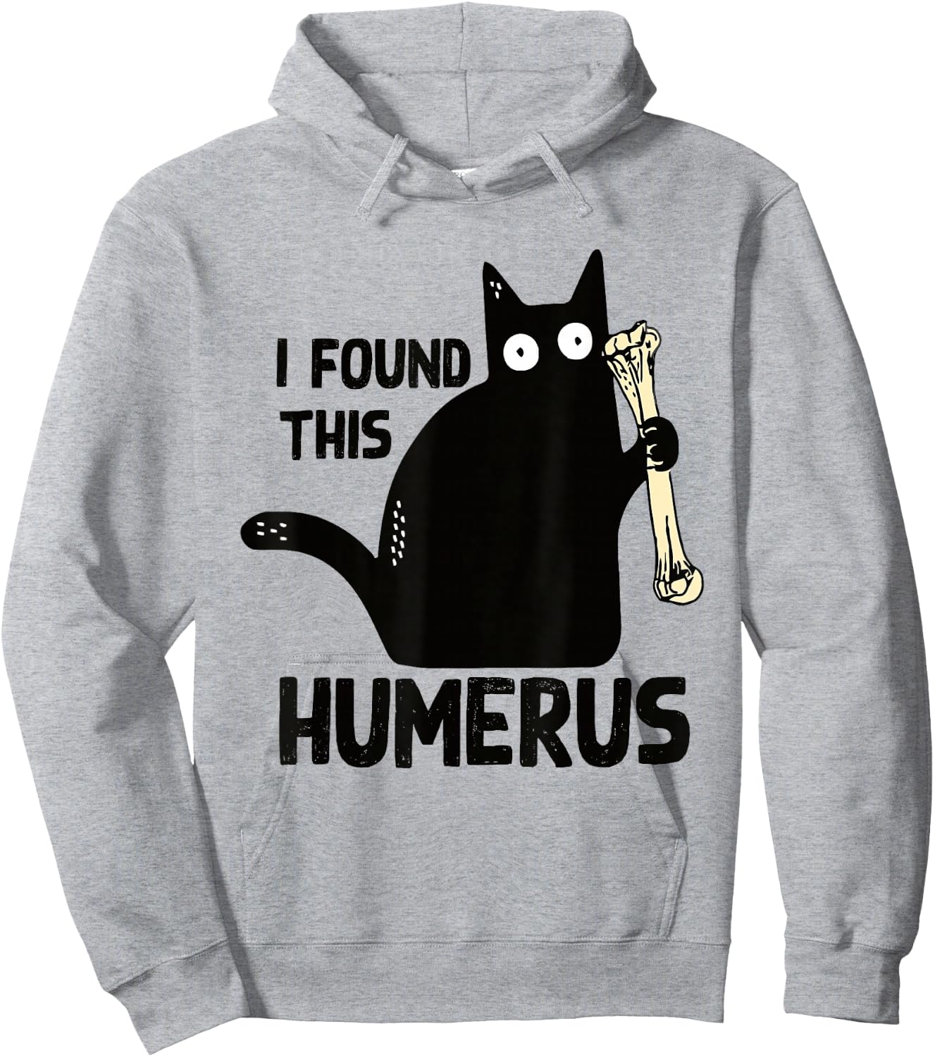 I Found This Humerus Halloween Cat Black Humorous Medical Hoodie - Hoodie | Ash