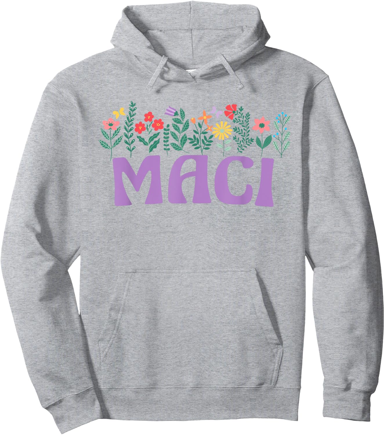 Wildflower Floral Maci First Name Mother's Day Women Hoodie - Hoodie | Ash