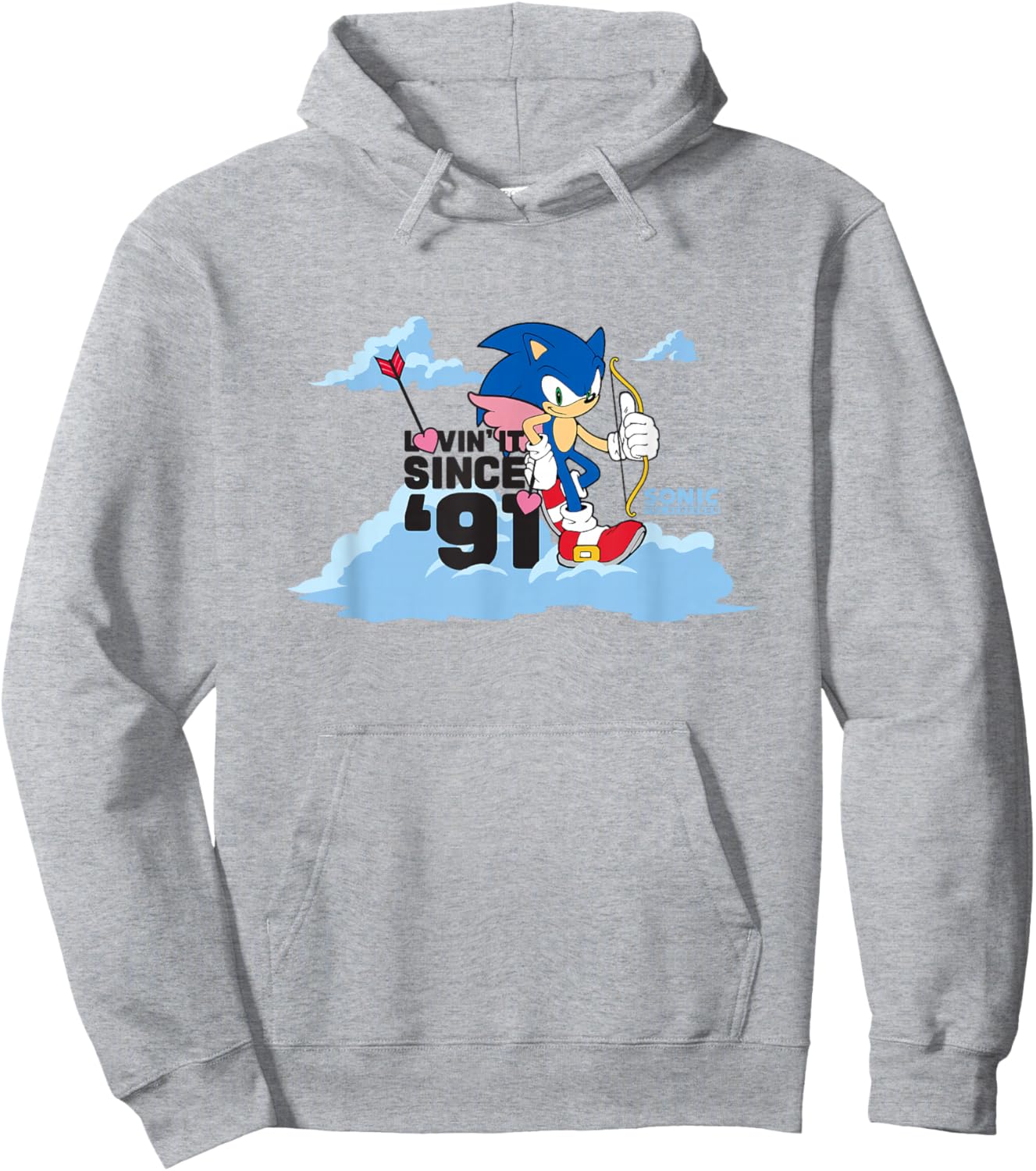 Sonic The Hedgehog Valentine's Day Lovin' It Since 91 Poster Hoodie - Hoodie | Ash
