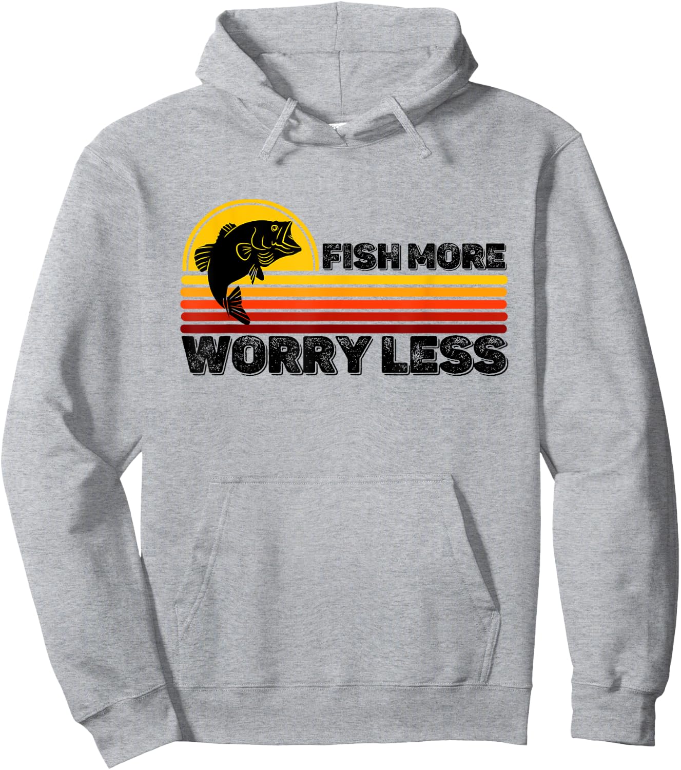 Fisher Quote Fish More Worry Less Fishermen Fishing Lover Hoodie - Hoodie | Ash