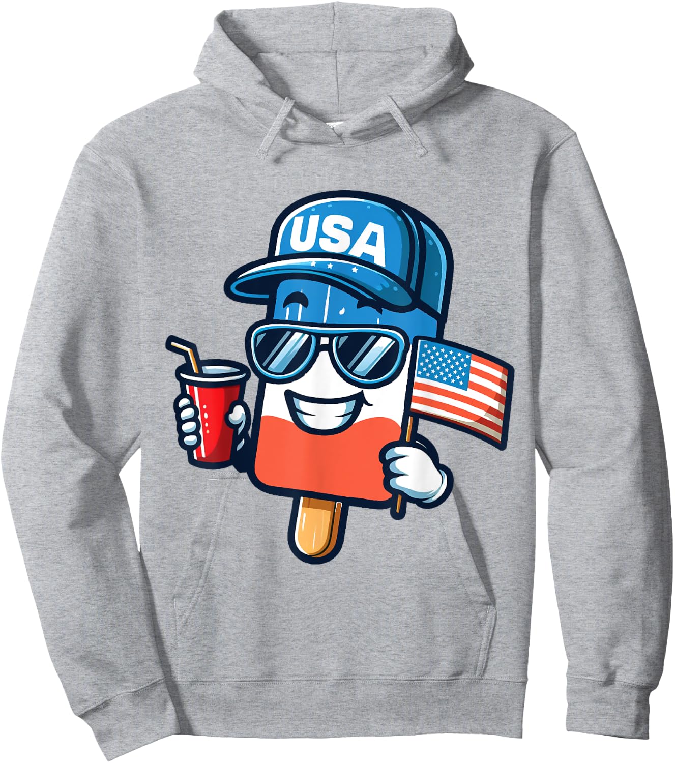 Funny Popsicle 4th Of July shirt Patriotic American Flag USA Kids Men Hoodie - Hoodie | Ash