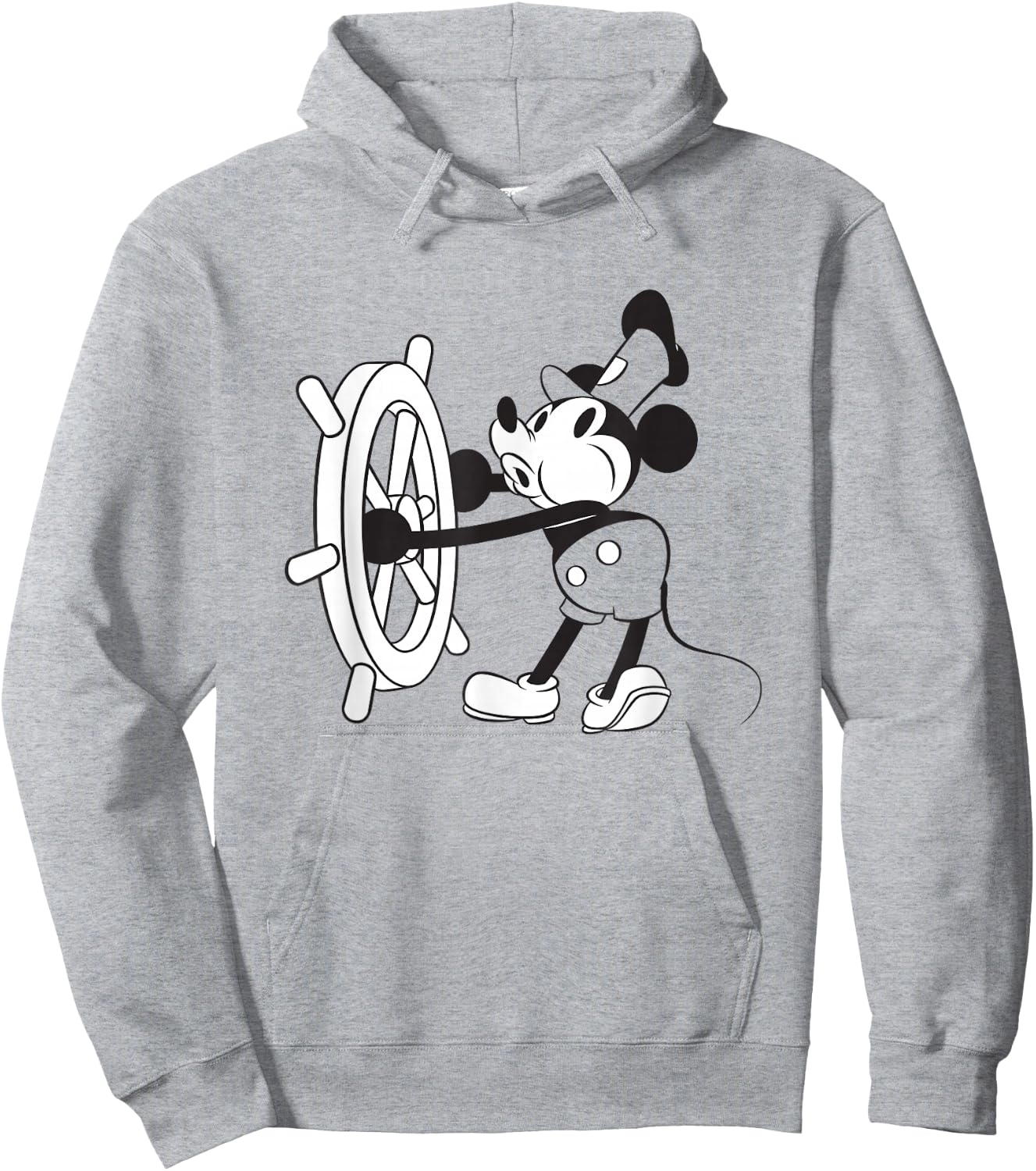 Disney Steamboat Willie Mickey Vintage Big Chest Portrait Hoodie - Hoodie | Ash