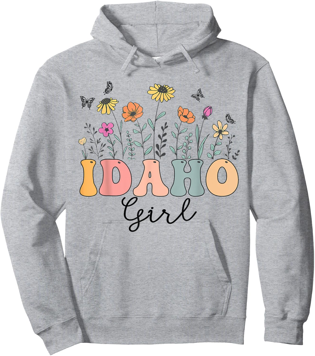 Idaho Girl Wildflower Groovy Idaho Lover Hoodie - Hoodie | Ash