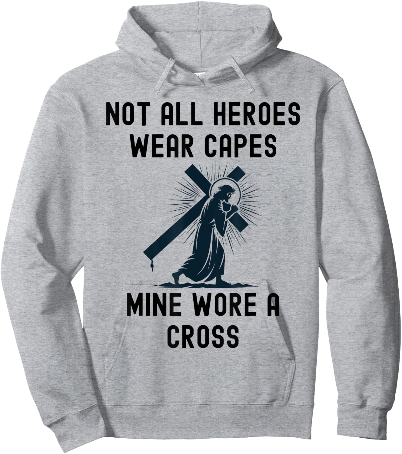 My hero wore a cross Jesus Christ Christian Hoodie - Hoodie | Ash