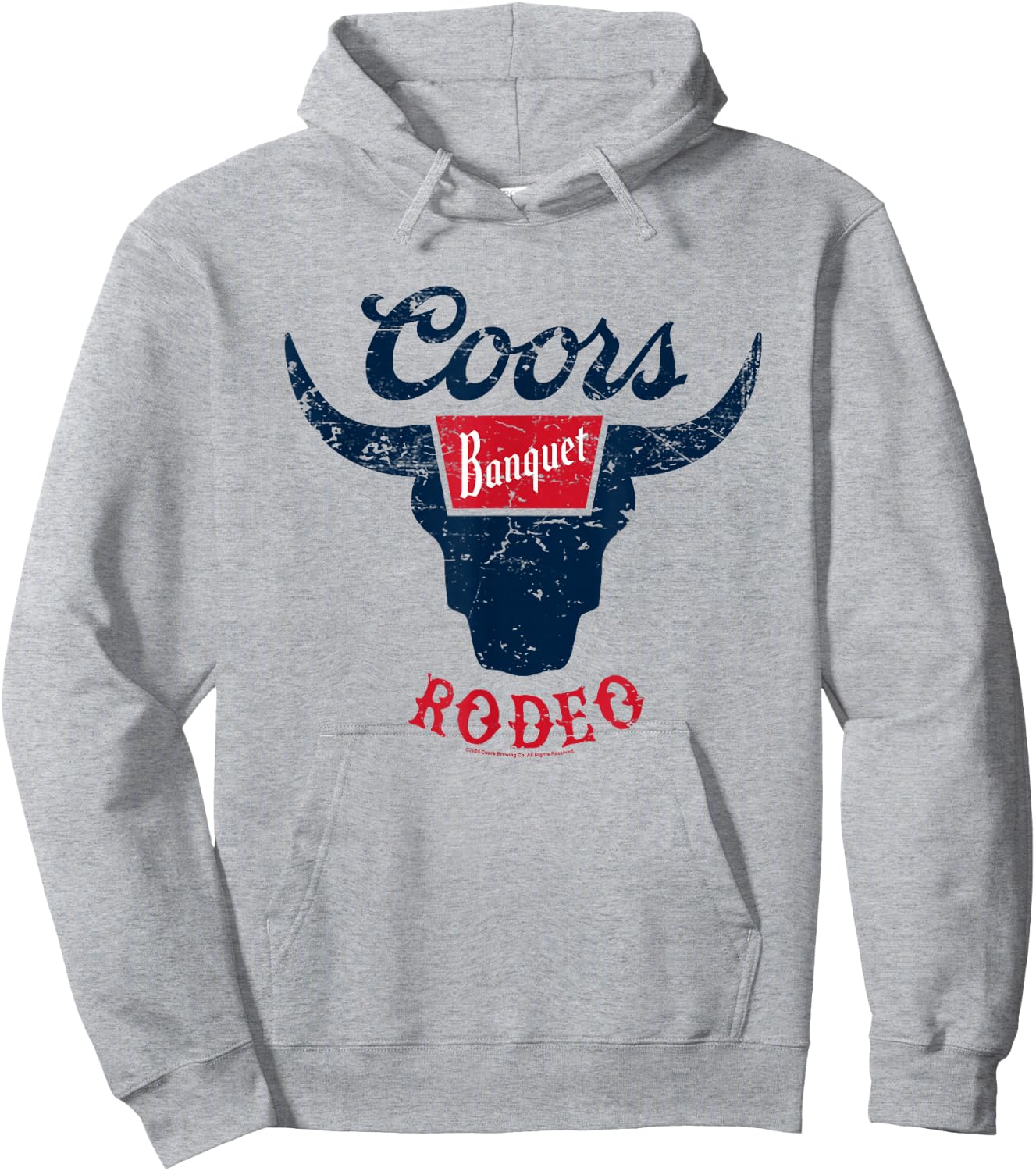 Coors Banquet Rodeo Distressed Bull Horns Badge Hoodie - Hoodie | Ash