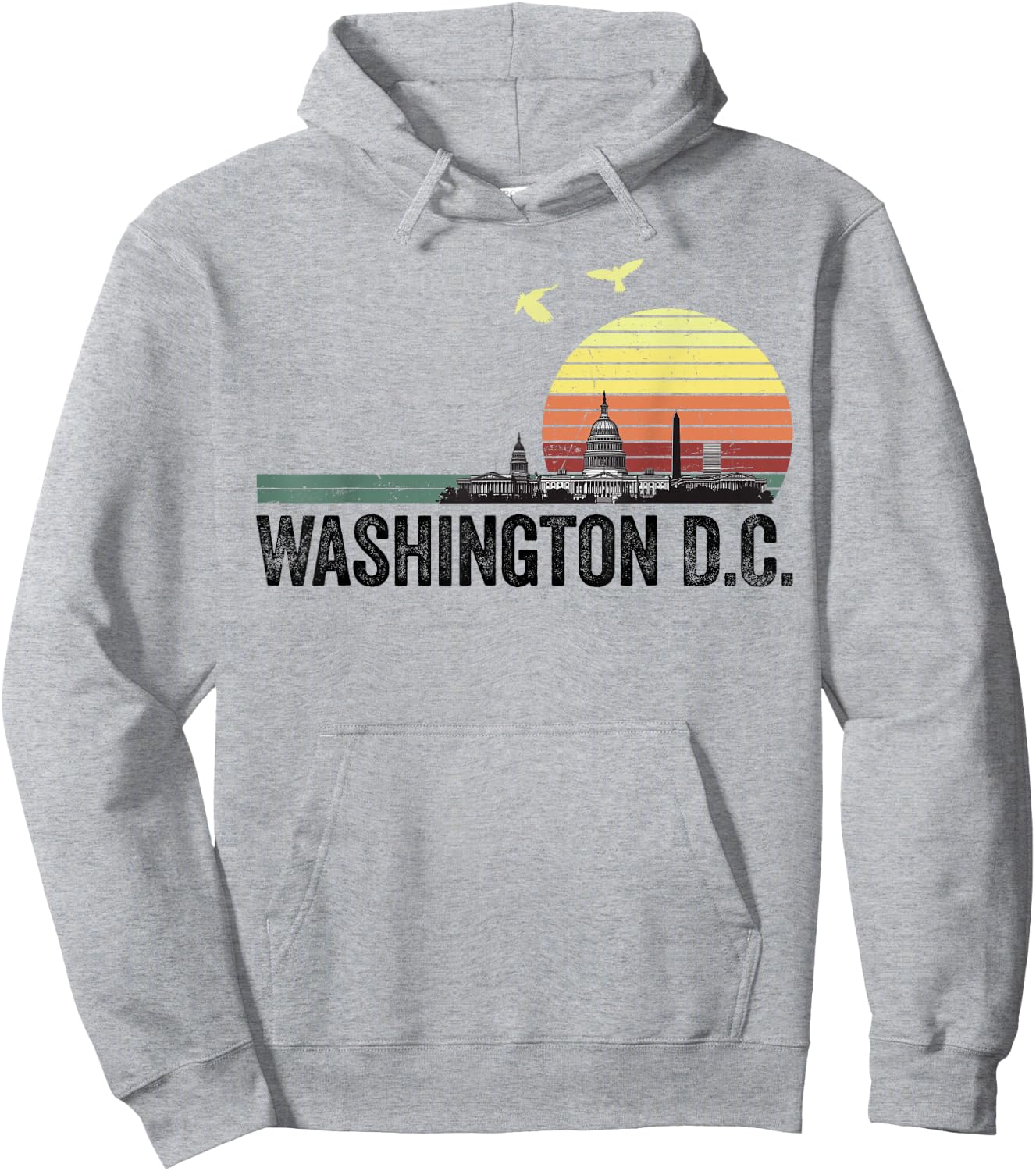 Washington DC Souvenir Capitol Hill Skyline Monuments Hoodie - Hoodie | Ash