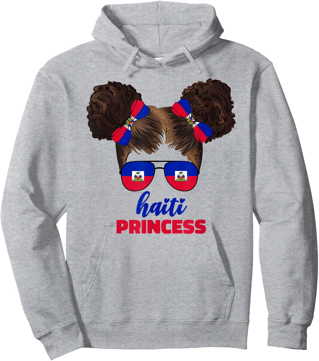 Haitian Princess Kids Youth For Girls Haiti Flag Pride Ayiti Hoodie - Hoodie | Ash