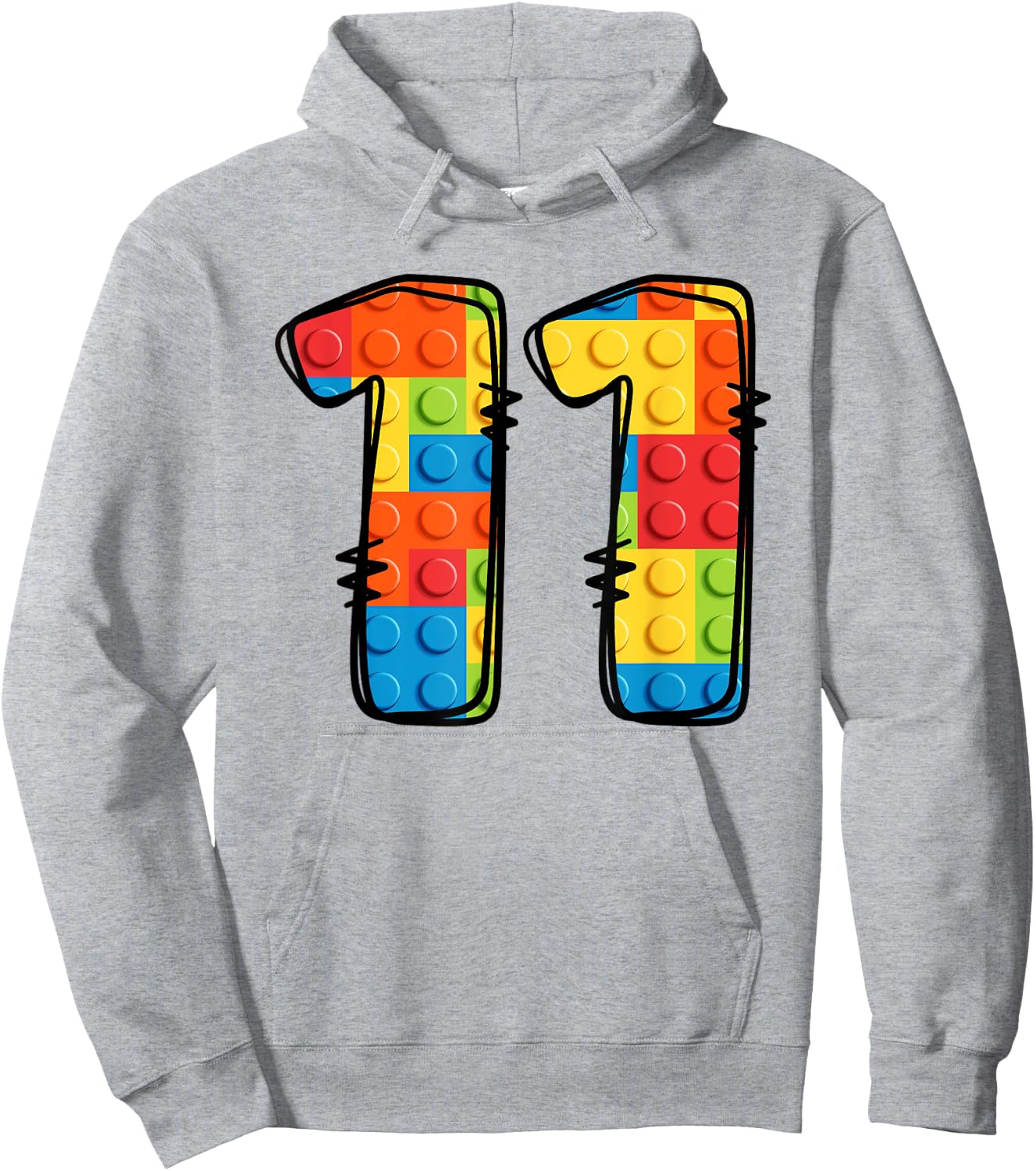 11 Year Old Blocks Building Master Builder 11th Birthday Hoodie - Hoodie | Ash