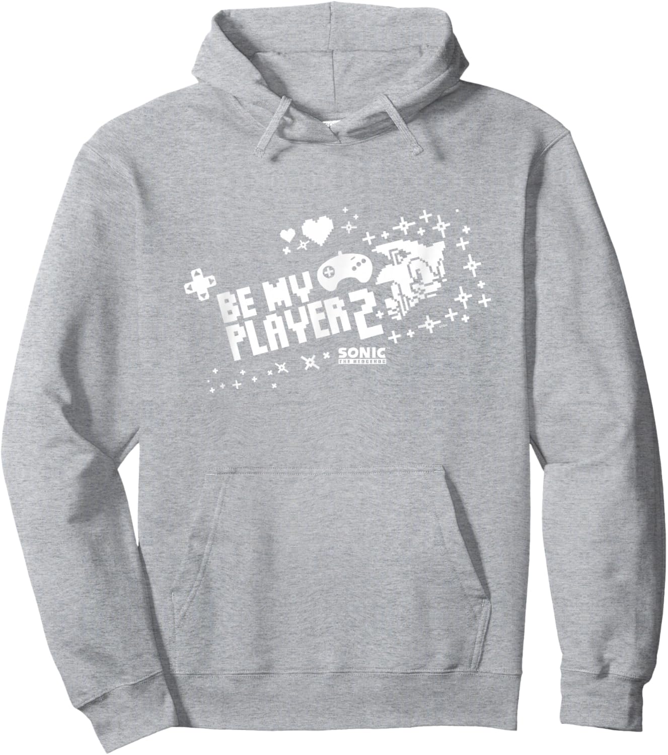 Sonic The Hedgehog Valentine's Day Be My Player 2 Pixel Logo Hoodie - Hoodie | Ash
