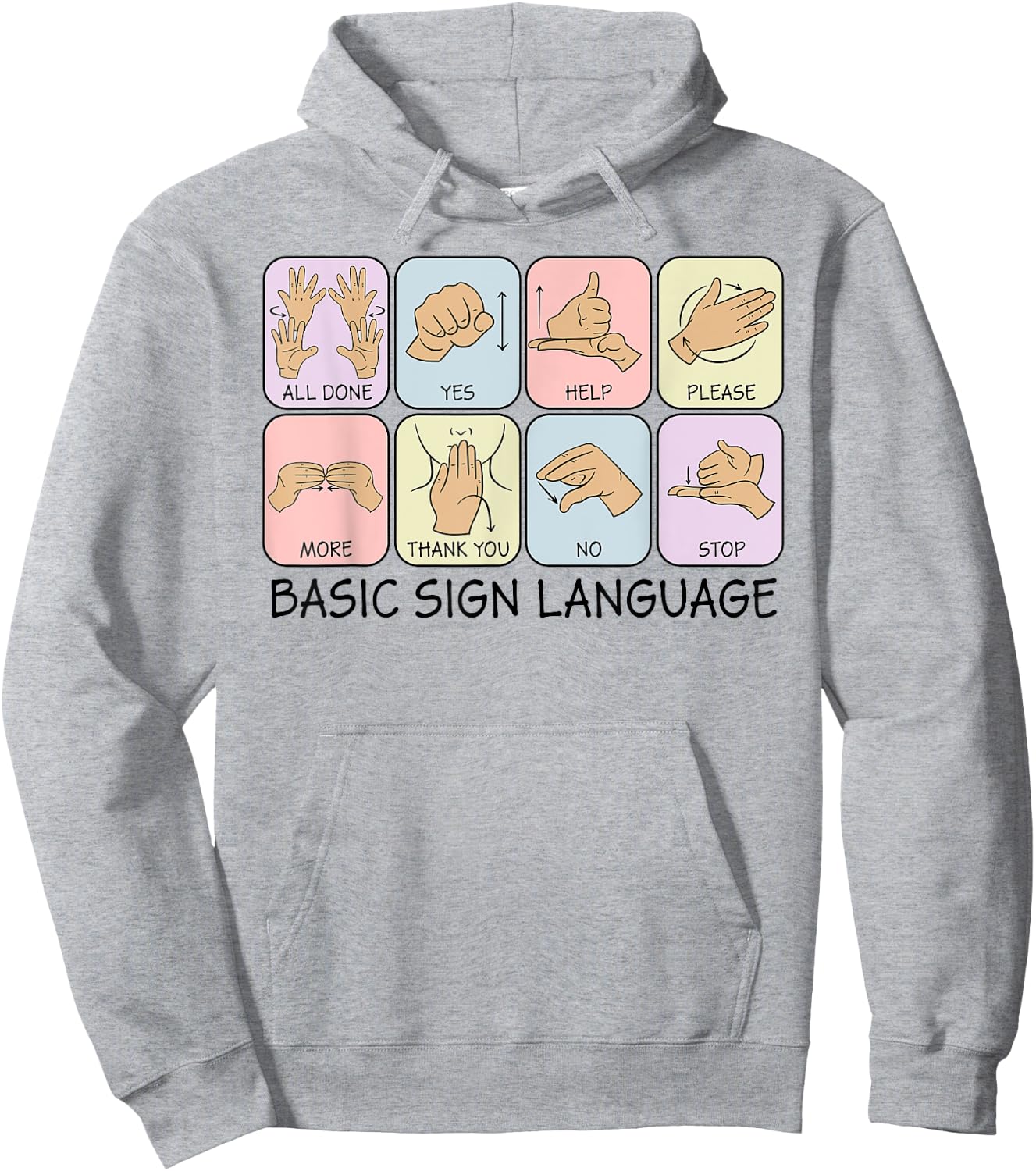 Basic Sign Language Speech Pathology Aac Sped Teacher Hoodie - Hoodie | Ash