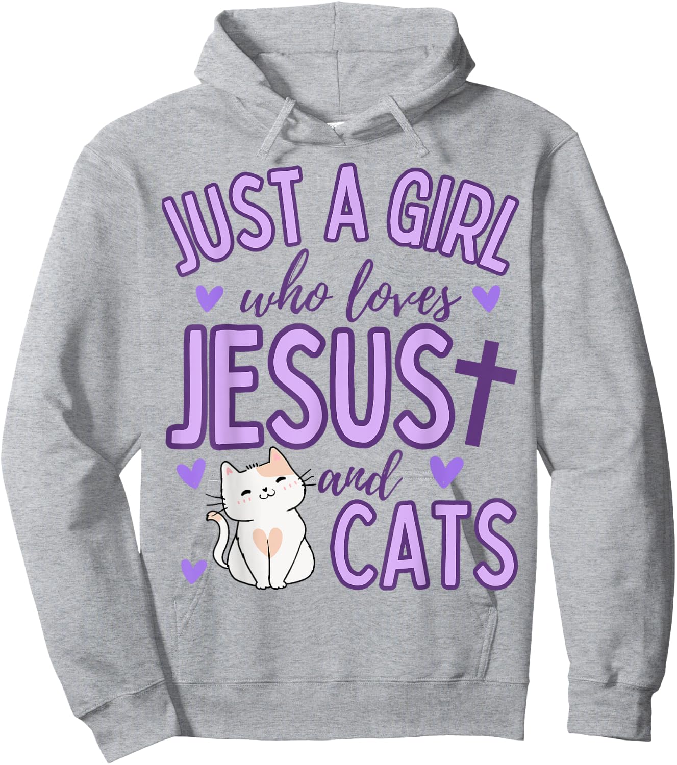 Just A Girl Who Loves Jesus and Cats Christian Funny Cute Hoodie - Hoodie | Ash