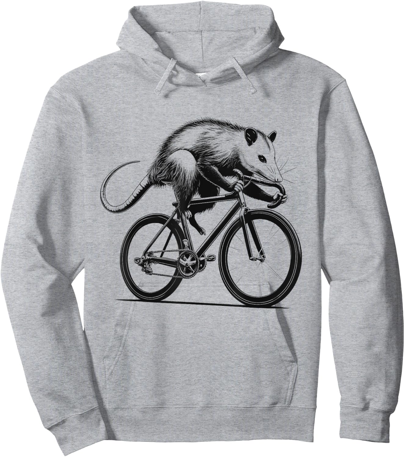 Opossum Possum Riding Bike Biker Bicycle Lover Biking Hoodie - Hoodie | Ash