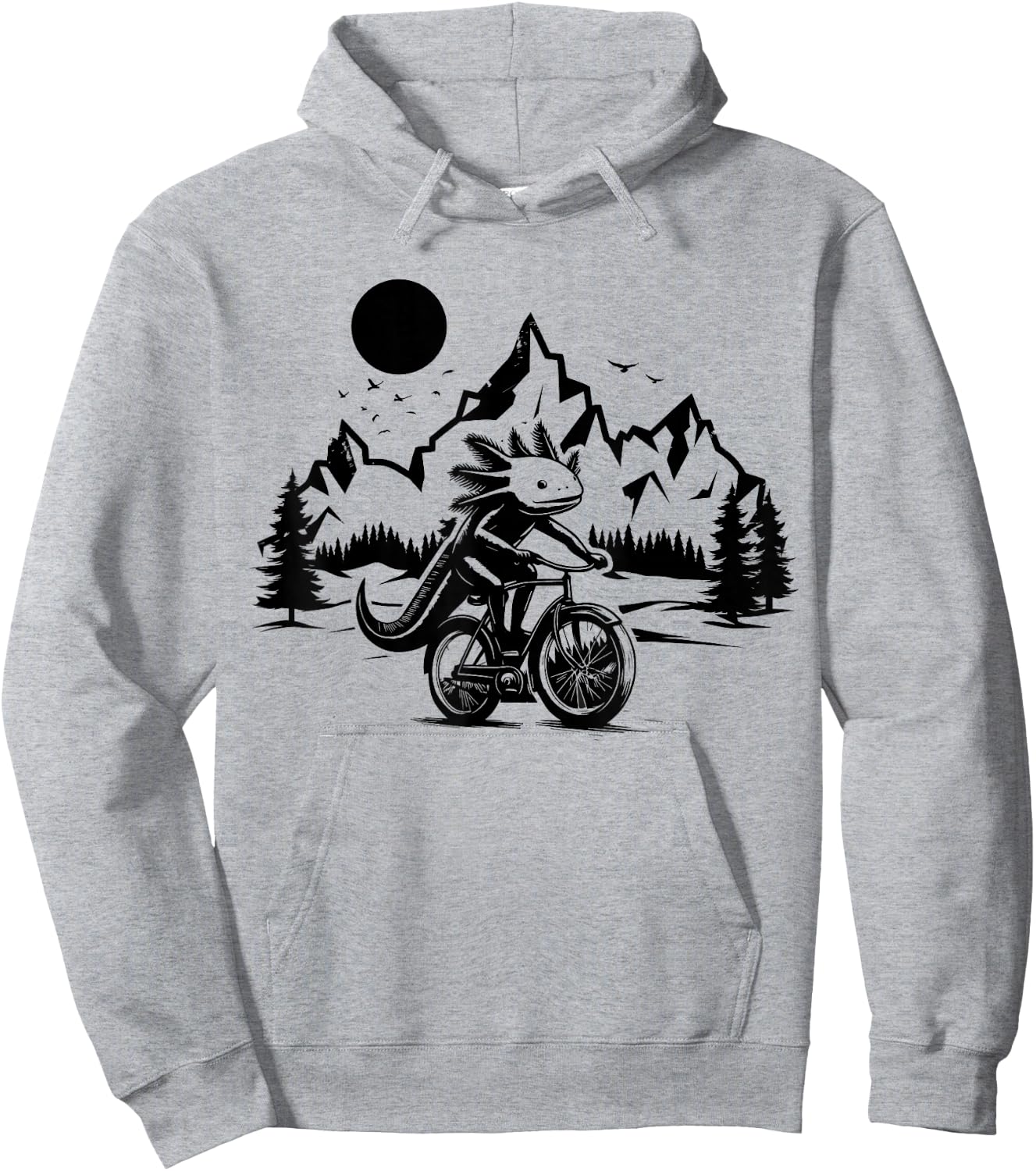 Axolotl Riding Bicycle Vintage Mountain Biking Axolotl Biker Hoodie - Hoodie | Ash