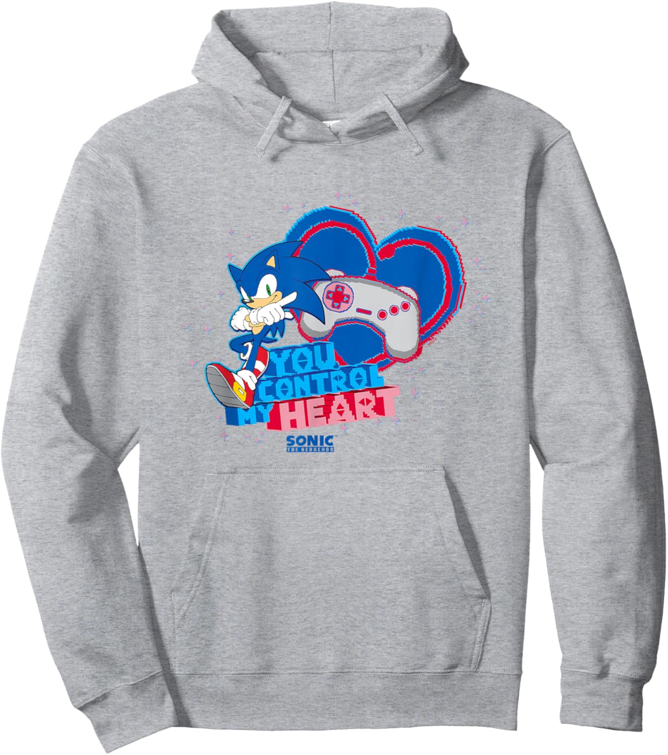 Sonic The Hedgehog Valentine's Day You Control My Heart Logo Hoodie - Hoodie | Ash