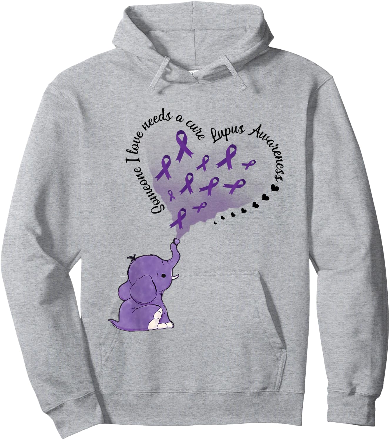 Elephant Someone I Love Needs A Cure Lupus Awareness Hoodie - Hoodie | Ash