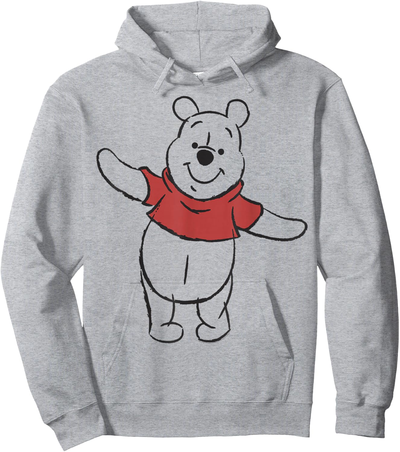 Disney Winnie The Pooh Simple Outline Sketch Hoodie - Hoodie | Ash