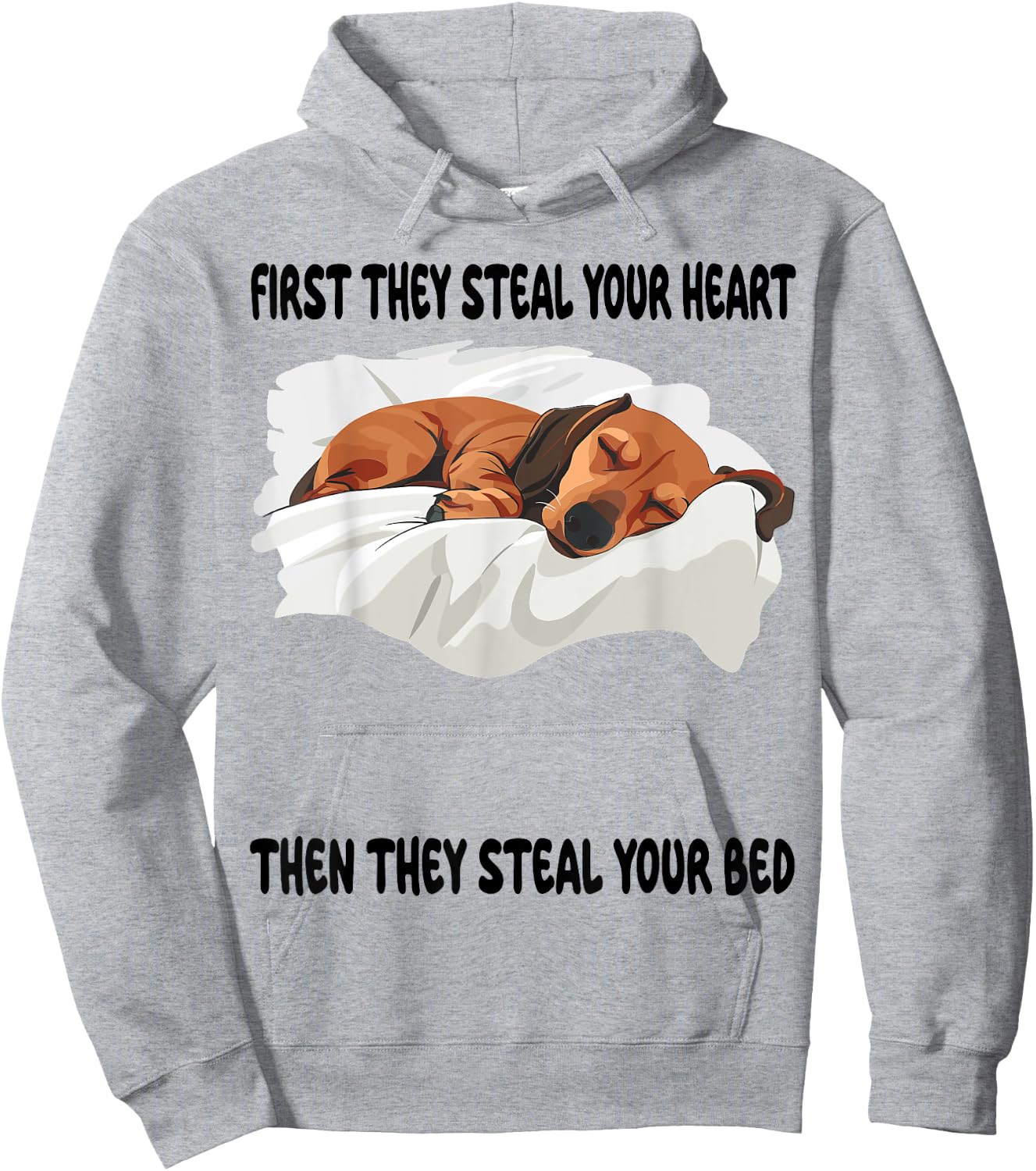 Dachshund Wiener Doxie Sleeping Pajamas Nightgown Hoodie - Hoodie | Ash