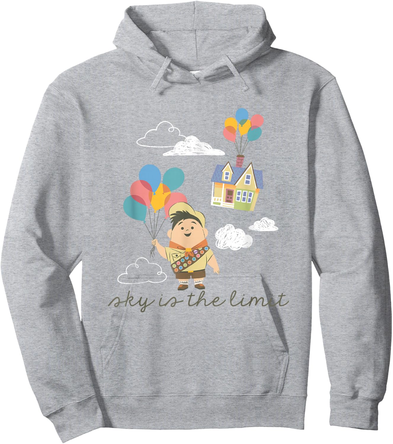 Disney Pixar Up Cute Russell Sky Is The Limit Big Chest Logo Hoodie - Hoodie | Ash
