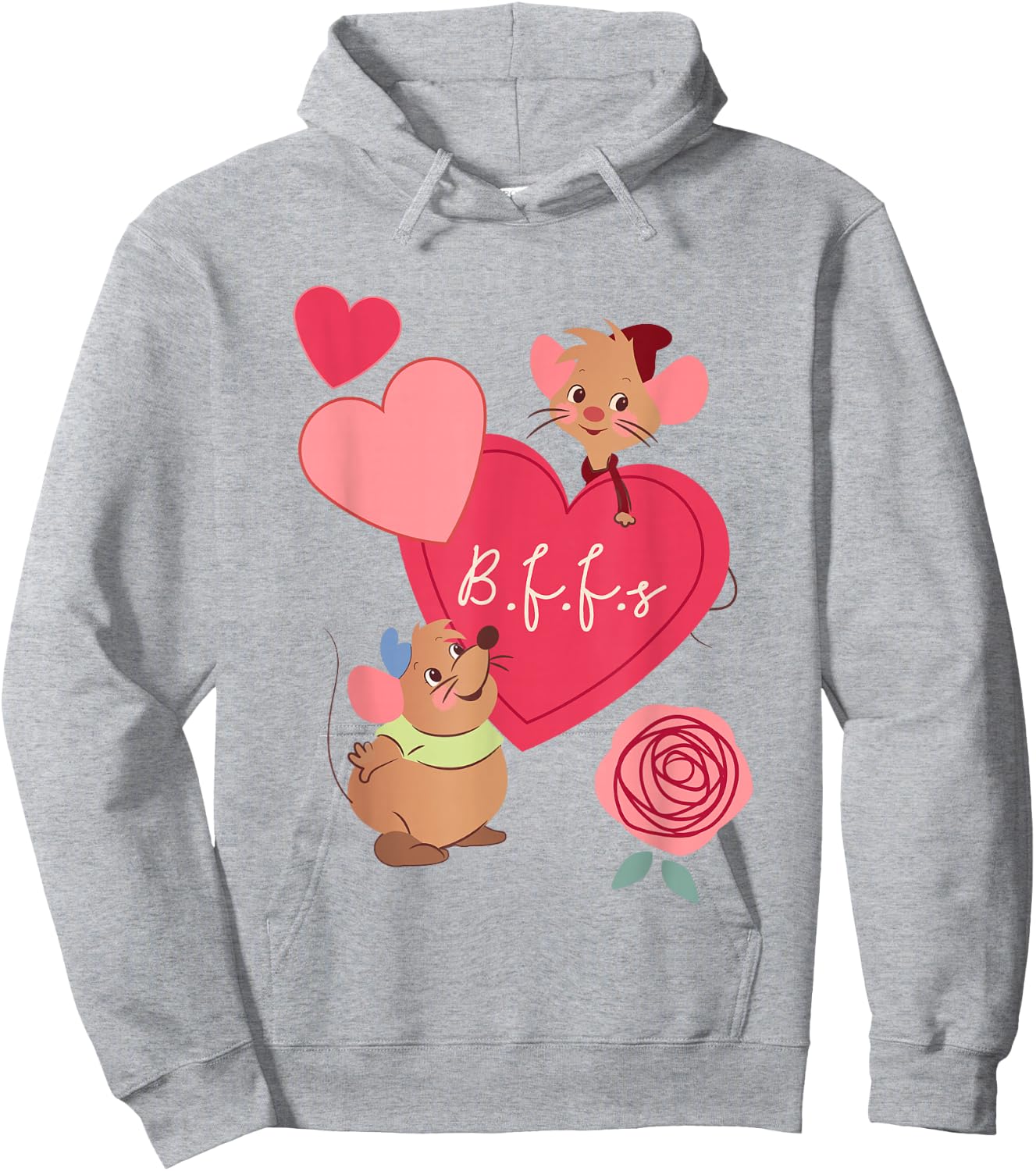 Disney Cinderella Valentine's Day Gus Jaq Bffs Chest Poster Hoodie - Hoodie | Ash