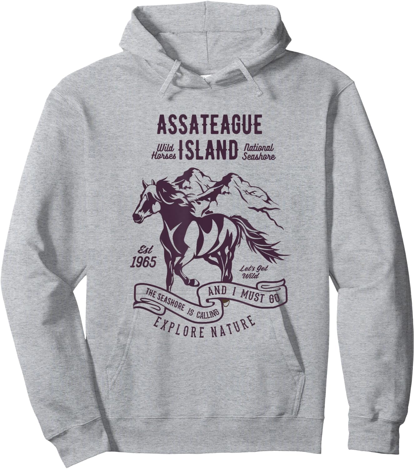 Assateague Island National Seashore Wild Horses Hoodie - Hoodie | Ash